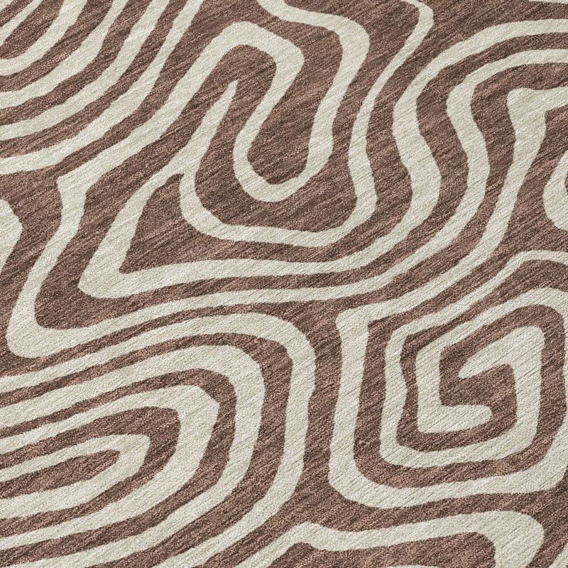  Machine Washable Indoor/Outdoor Chayden ACN1020 Gold Rug, Round 8'