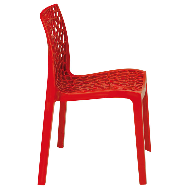 Stackable Outdoor Patio Dining Side Chair, Red