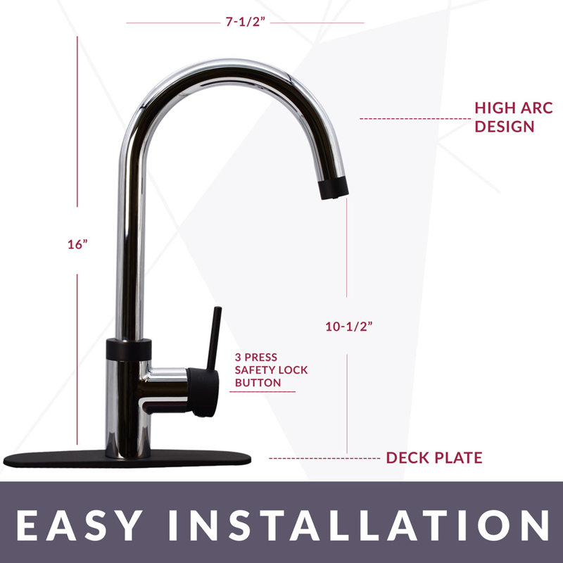 Polished Chrome and Matte Black 3-in-1 Kitchen Faucet with Instant Hot Water Tank