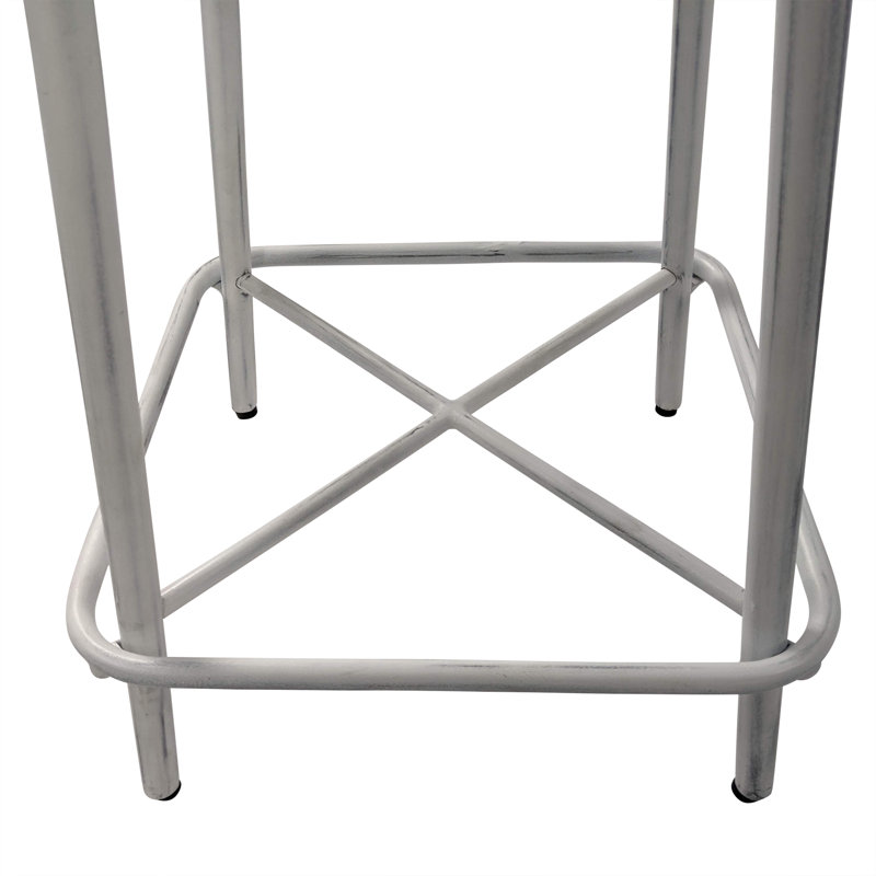 Industrial Silver 24" Counter Height Stool with Space-Saving Backless Design, Whitewash