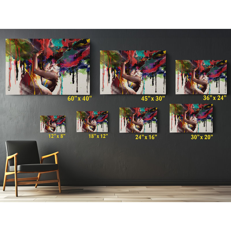 «Lover’S Kiss Couple», reproduction d'art sur toile, H 30 po x l 45 po x P 1 po