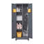 Armoire de rangement à balais avec portes et tablettes verrouillables, armoire de rangement en métal avec tige de suspension et crochets en S-806457747