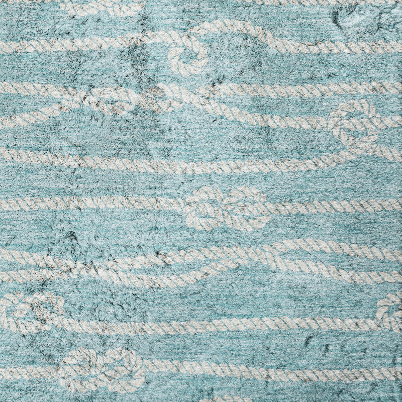 Premium Machine Washable Dream Shag  Rope Rug, 2'3" x 7'6" Runner, Lagoon