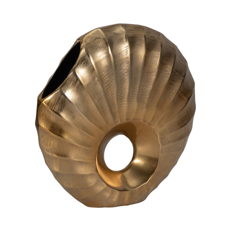 Flinn Metal Gold Novelty Haven Vase, 12" H x 12" W x 3" D