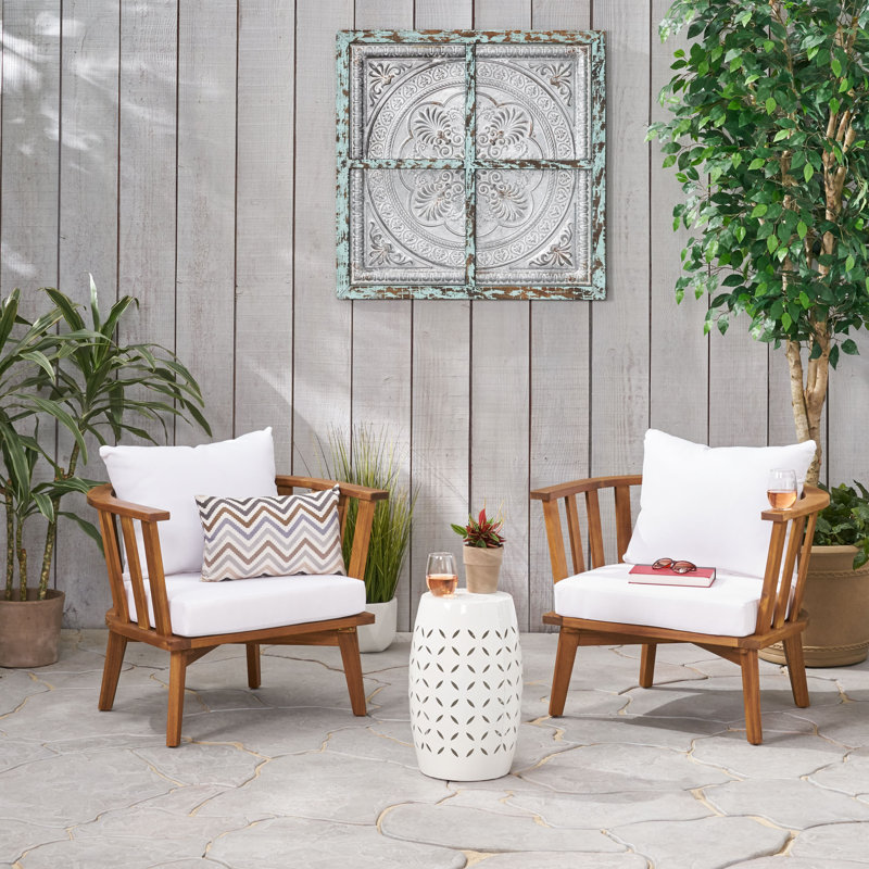 Moyle Acacia 2 - Person Patio Conversation Set with Cushions