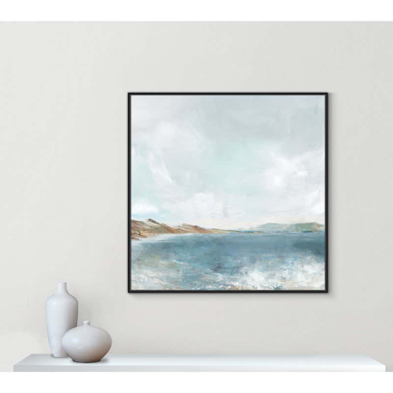 Echoes in Blue Print par PI Studio, Cadre flottant noir, H 46,5 po x l 46,5 po