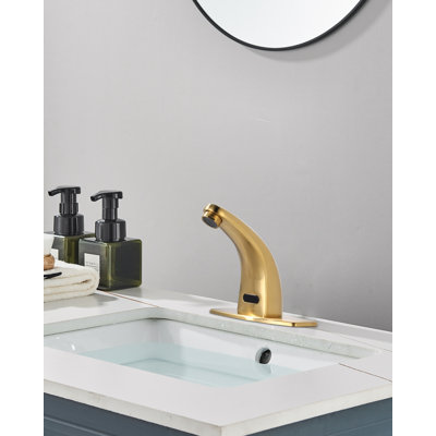 Robinet de salle de bain automatique à capteur central sans contact avec plaque de recouvrement