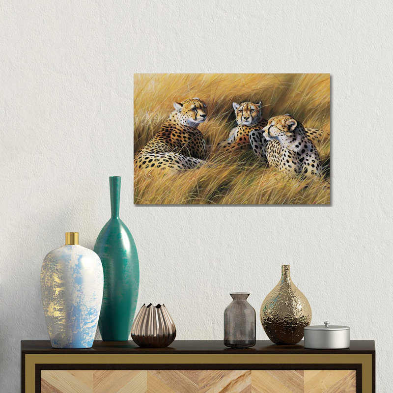 Africa Grass Cheetahs by Grant Hacking - Gallery-Wrapped Canvas Giclée on Canvas, 30.48 cm H x 45.72 cm W, Wrapped Canvas