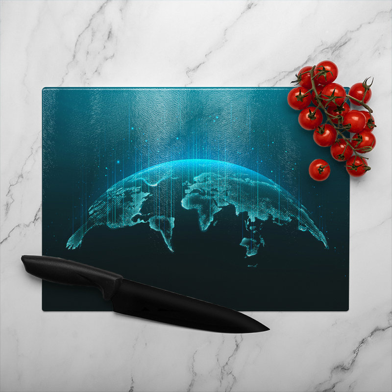 Map Of The Planet Glass Chopping Board