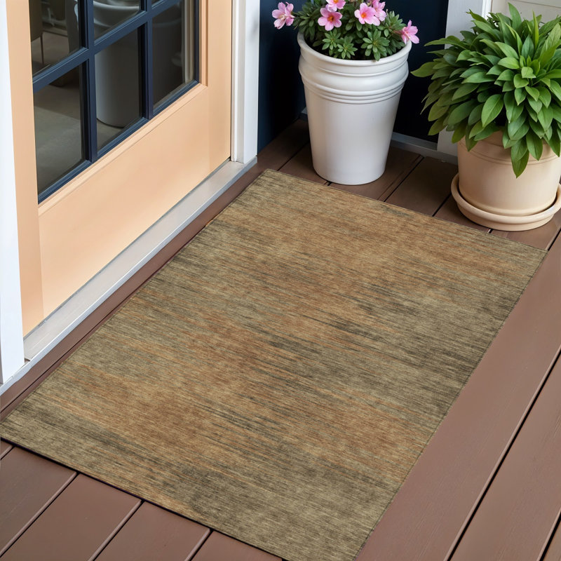Tapis extérieur lavable abstrait brun terre cuite 3 pi x 5 pi