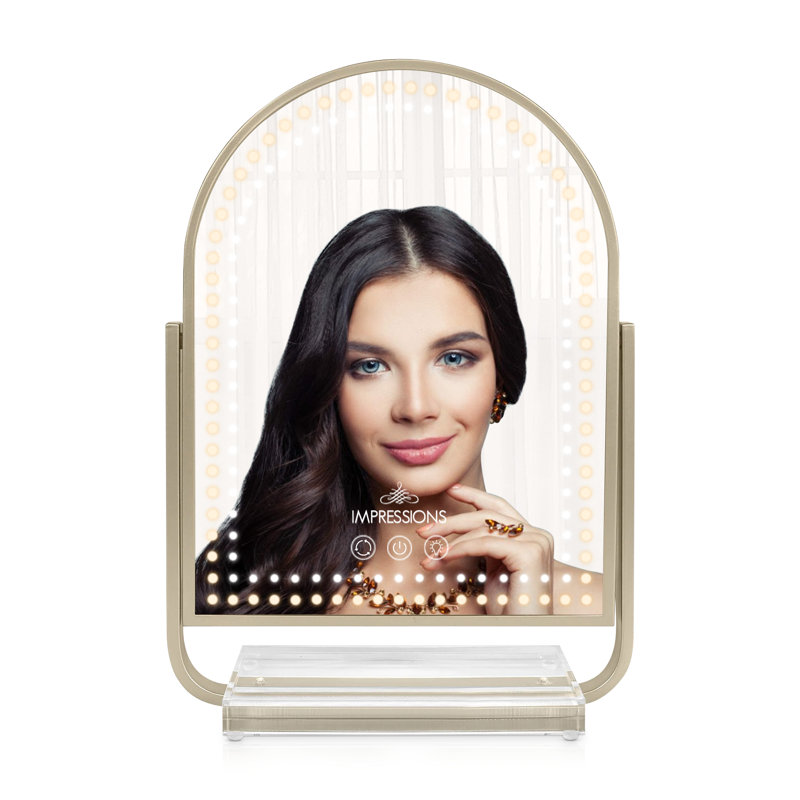 Glimmer Arch Tri-Tone LED Makeup Mirror with Three LED Light, Soft-Touch Sensor Switch and Sturdy & Sleek Metallic Body Frame