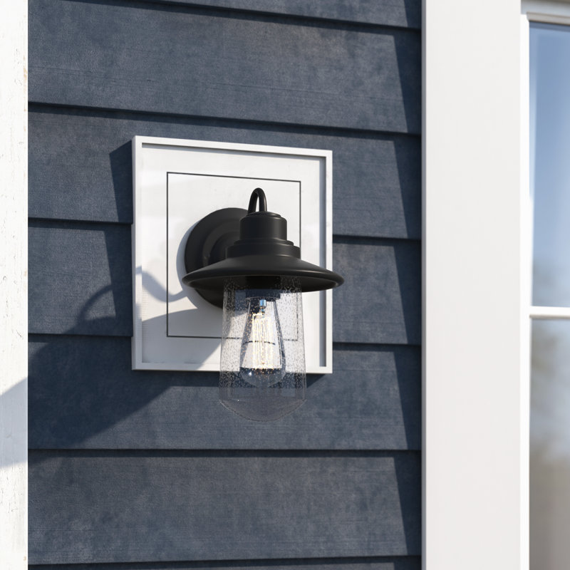 Luminaire de grange d'extérieur noir mat à 1 ampoule H 2,2 po