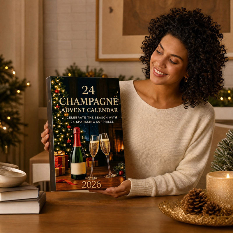 Décoration de Noël, pendentif champagne 2D, calendrier de l'Avent, pendentif sapin de Noël, cadeau de Noël