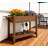 Convenient Elevated Garden Bed,Wood Raised Planter Box,With Lockable Wheels,Side Tables,Bottom Shelf,Drain Holes-123350838