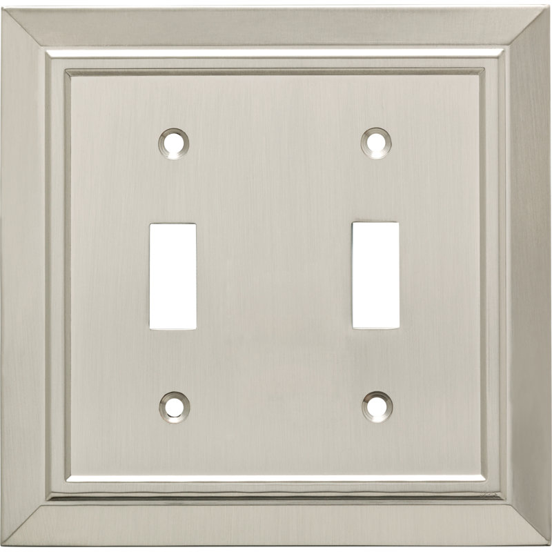 Satin Nickel 2-Gang Decorative Light Switch Wall Plate