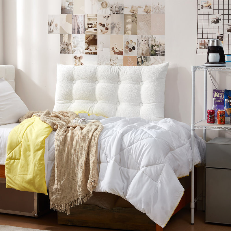 Housse de coussin rectangulaire en polyester Rainha, Blanc