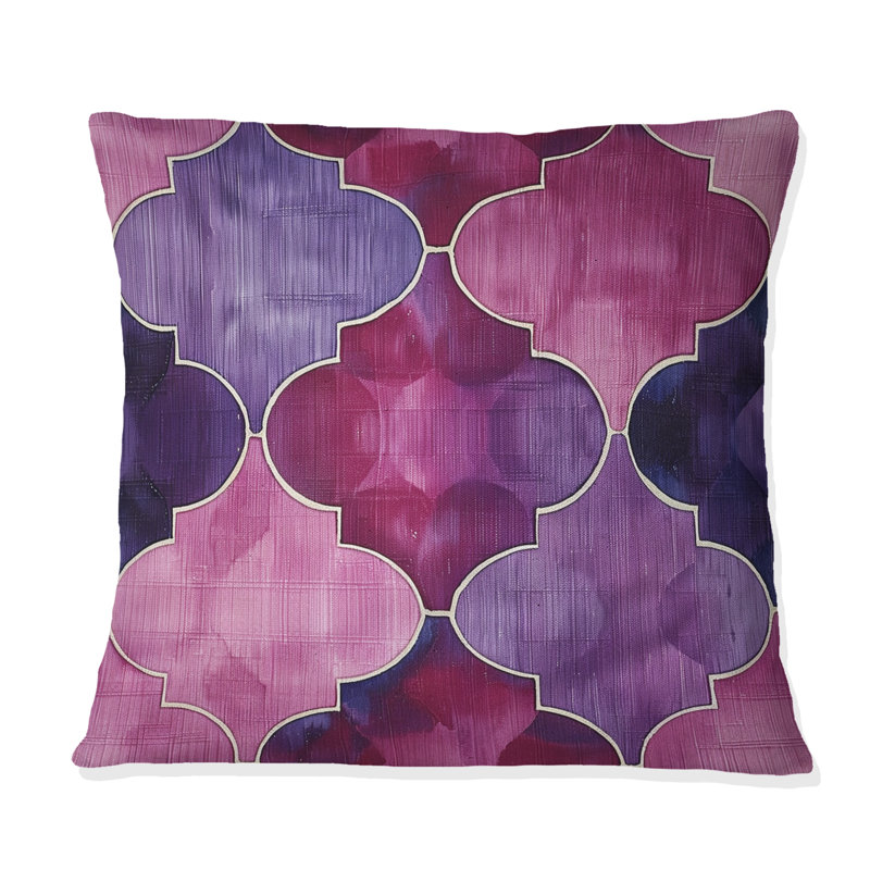Coussin Magenta Quatrefoil Glam V - Transitional, H 16 po x l 16 po