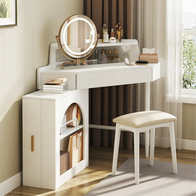 Meuble-lavabo de coin avec miroir et lumières DEL