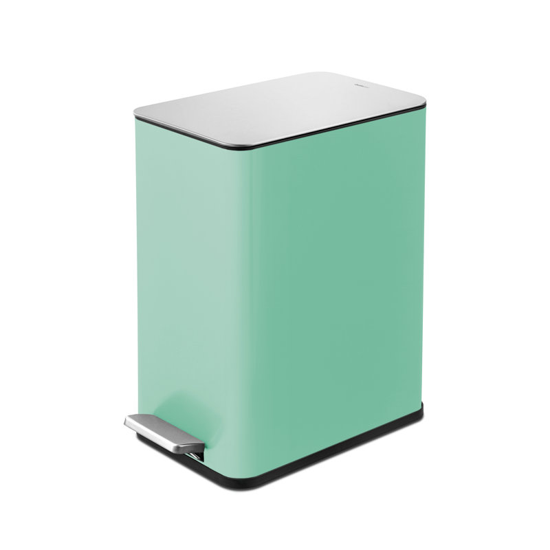 Poubelle à pédale rectangulaire 10L en acier inoxydable - Basics by Wayfair ™, Vert clair