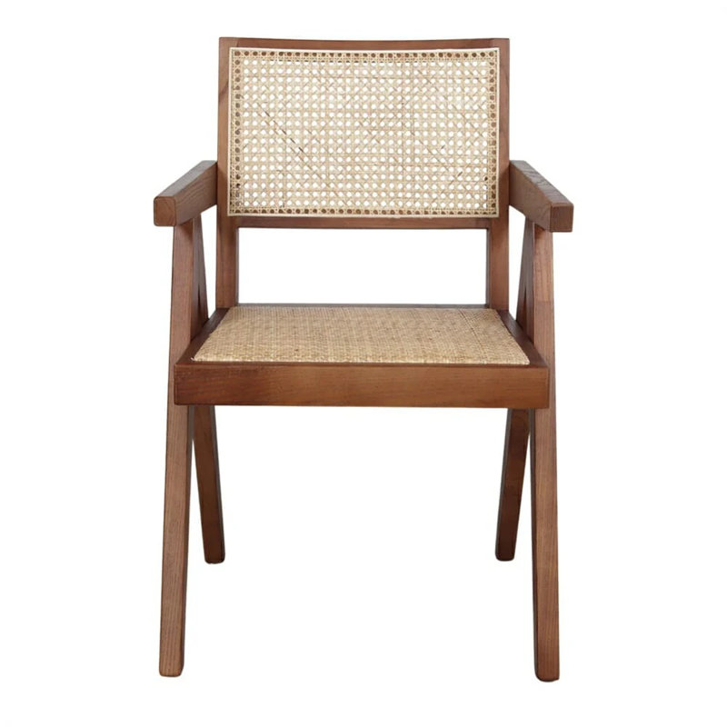 Chaise avec accoudoirs en bois massif Briggette, Noyer