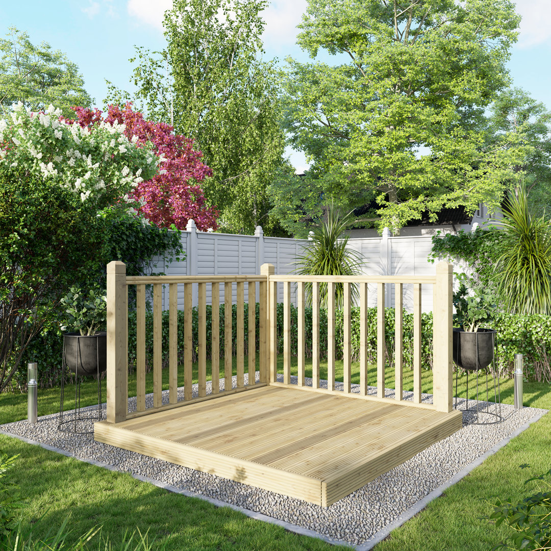 Powersheds 6 x 6ft Timber Pressure Treated Decking Kit - Handrails on Two Sides