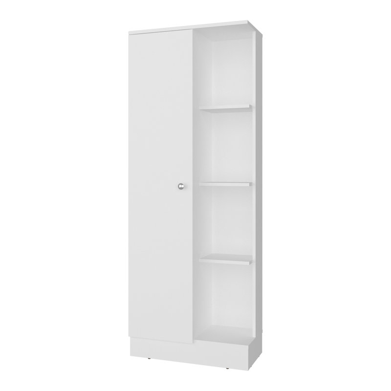 Garde-manger Ayora avec 4 tablettes de rangement ouvertes et une armoire à une porte pour le rangement caché, un garde-manger polyvalent pour la cuisine, le linge ou la lessive