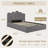 Petal Palm Headboard Upholstered Platform Bed with Gas Lift Storage, Queen, Gray Velvet-2002991235-2002991245
