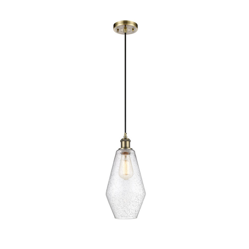 Luminaire suspendu simple à 1 lumière Gabbie, Laiton antique