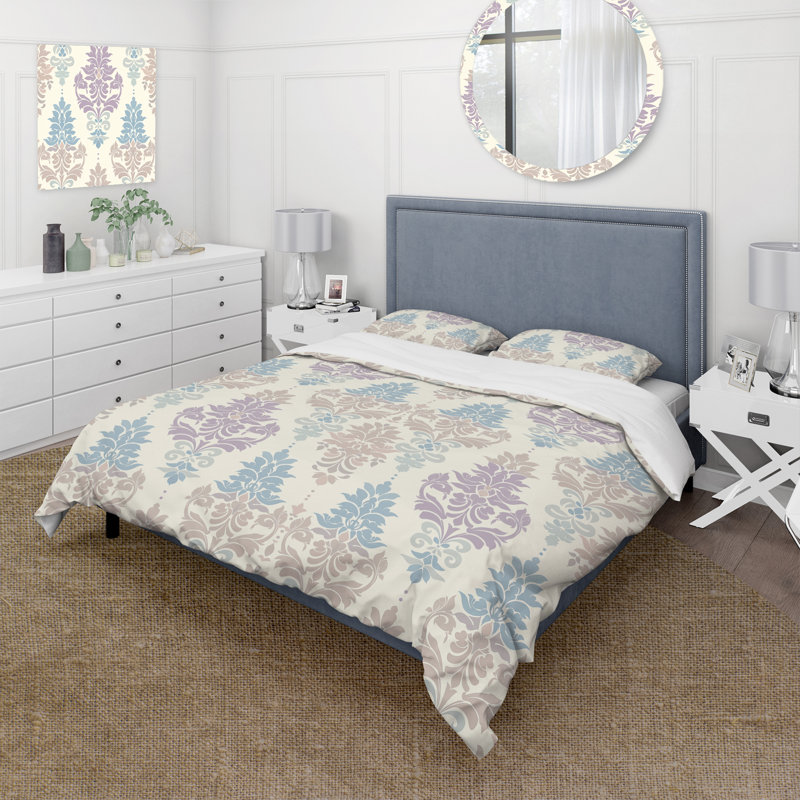 Ensemble de housse de couette Damask, Housse de couette pour grand lit + 2 taies décora