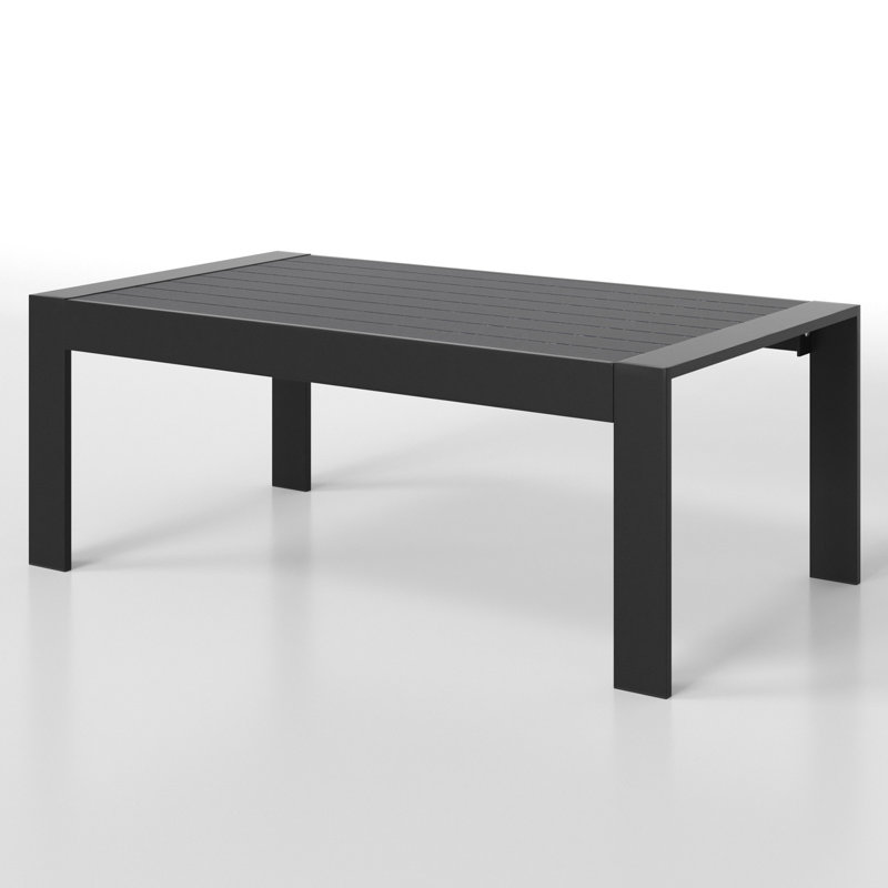 Table basse - Table légère en aluminium thermolaqué et verre - Utilisation polyvalente - Rectangulaire, Noir