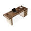 Bureau rectangulaire à 6 tiroirs en bois manufacturé brun noisette + kaki clair-1924751676-1924751679