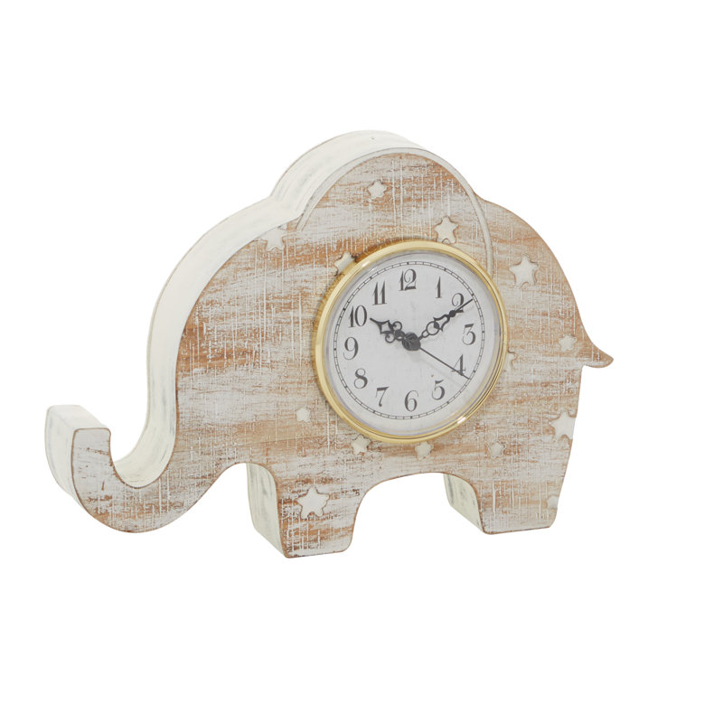 Analog Metal Mechanical Tabletop Clock in White