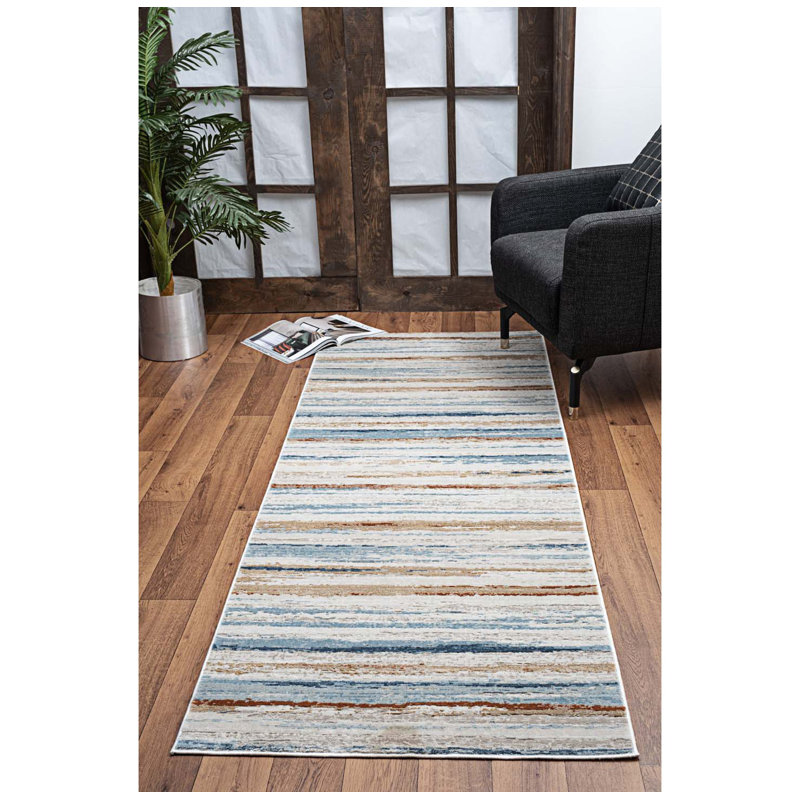 Tapis rayé, Tapis de couloir 2 pi 7 po x 7 pi 3 po