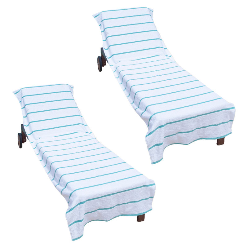 Arkwright Las Rayas Chaise Cover 30x85 White (2/Pack), Green, Striped