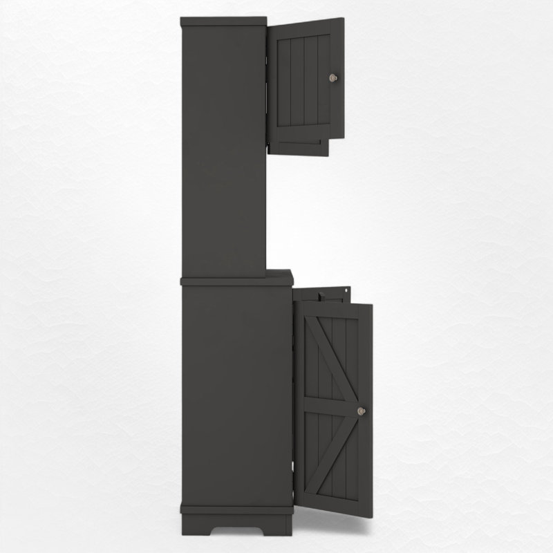 Armoire de cuisine avec rangement Coffee Bar, Noir, Argent argent