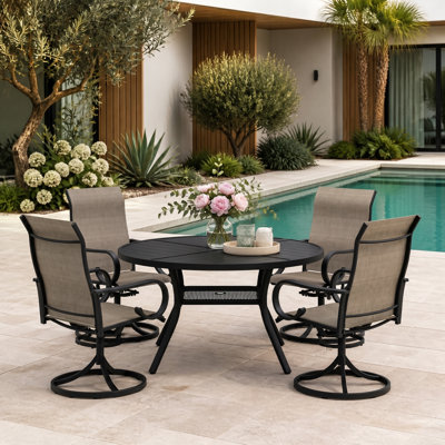 Patio Dining Set Umbrella Hole Included Table,