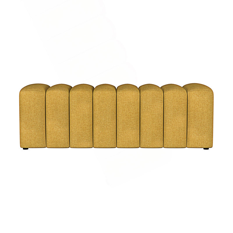 Banc d'appoint rembourré et capitonné, Jaune moutarde