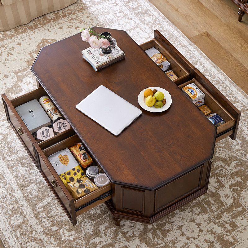 Table basse en érable massif avec pieds hauts en bois, H 19,68 po x L 51,18 po x l 27,55 po
