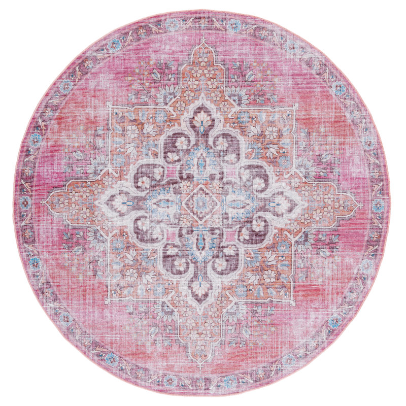 Coreta Performance Machine Washable Oriental Rug, Round 6'7"