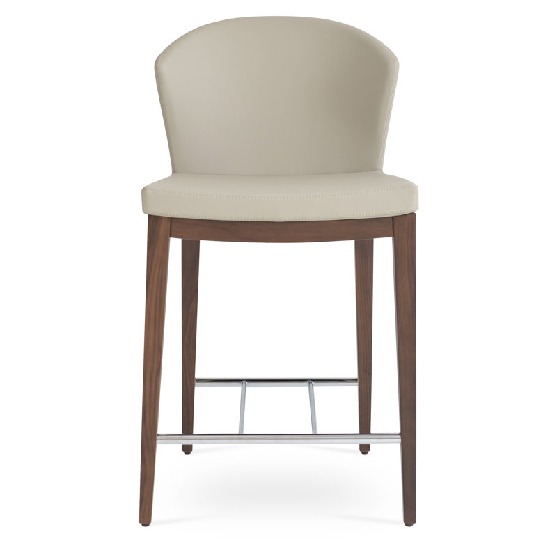 Tabouret de bar et de comptoir Capri, Similicuir os, Noyer, Tabouret de bar (siège d'une hauteur de 29 po)