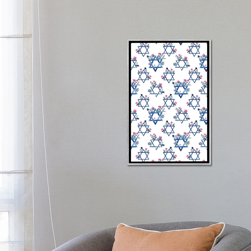 Collection de boho Hanoukka E par Grace Popp-impression d’art graphique, Toile avec cadre argenté, Pas de tapis