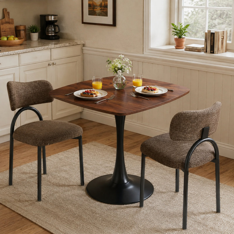 Table de salle à manger 31,5 po, Walnut;Black