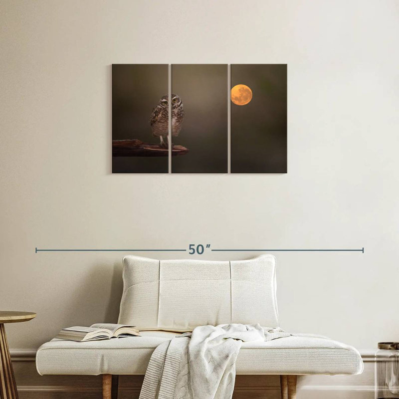 Brampt Owl Under The Moon, 20" H x 33" W