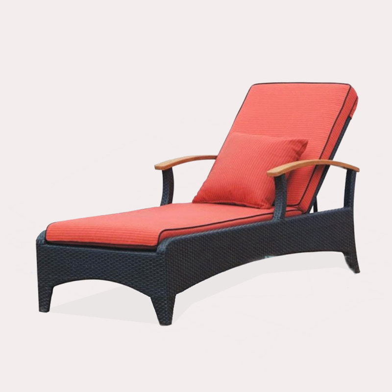 Outdoor Leisure Waterproof Pe-Woven Metal Frame Adjustable Beach Lounge Chair