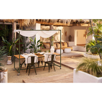 Blue Sky Rectangular Metal Outdoor Dining Table , 86.61cm W 38.19cm D