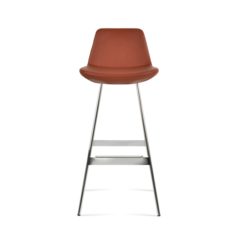 Tabouret Pera Balat, Chrome chrome, Similicuir cannelle, Tabouret de comptoir (siège d'une hauteur de 24 p