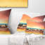 Coussin majestueux arc-en-ciel au bord de la mer - imprimé paysage