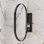 Armoire de rangement encastrée de salle de bain ovale 20 po x 34 po, cadre en métal noir mat, tablettes réglables, cadre mural ovale en matériau, avec miroir et finition