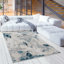 Tapis à motif abstrait bleu / crème 5 pi x 8 pi (5 pi 3 po x 7 pi 7 po) Amara-505699674