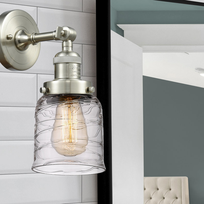 Applique murale 1 lumière 8 po Bell, Nickel satiné brossé, DEL, Tourbillon déco transparent